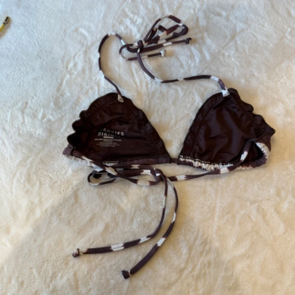 New! Frankies Bikinis Tidal Triangle Tie Dye Bikini Top brown 31062